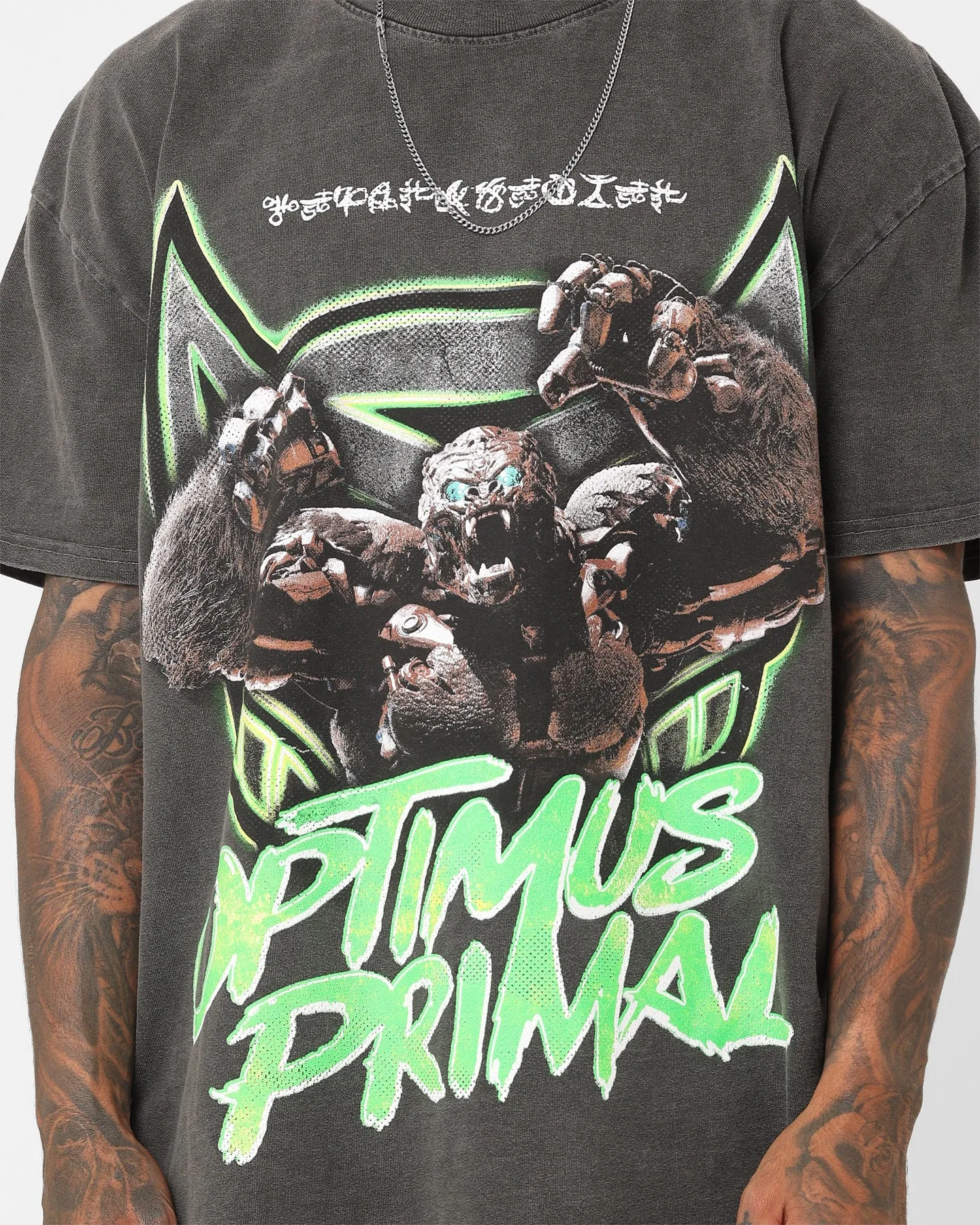 Goat Crew X Transformers Optimus Primal Heavyweight Vintage T-Shirt Black Wash