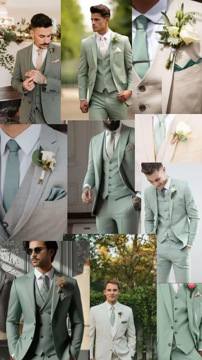 HUUTOE Men's 3 Piece Suits Slim Fit Prom Suits for Men Wedding Dress Suit Summer Blazer Jacket Vest Pants Tuxedo Set