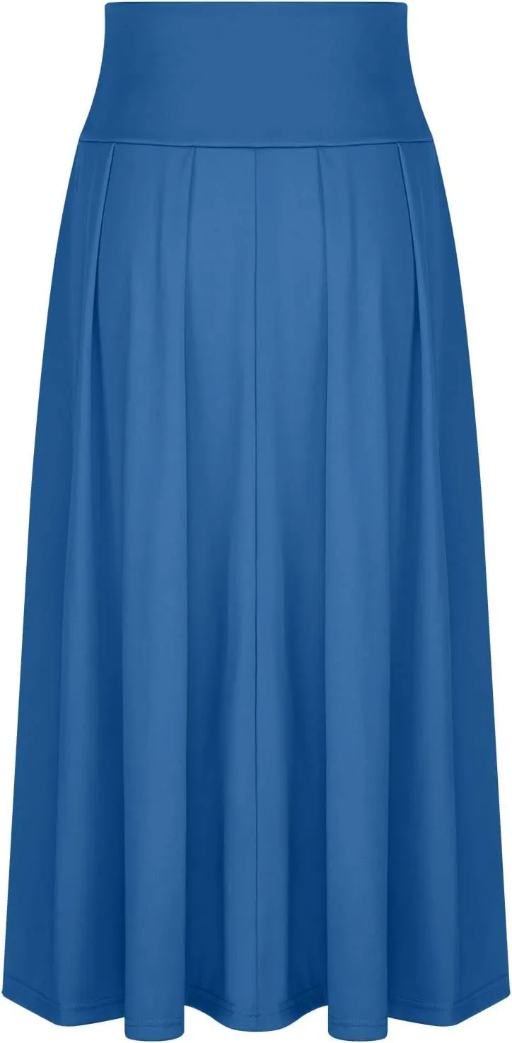 JOAU Women Casual Maxi Skirts Self Bowknot Front Elastic High Waisted Flowy Swing A-Line Lightweight Pleated Long Skirt