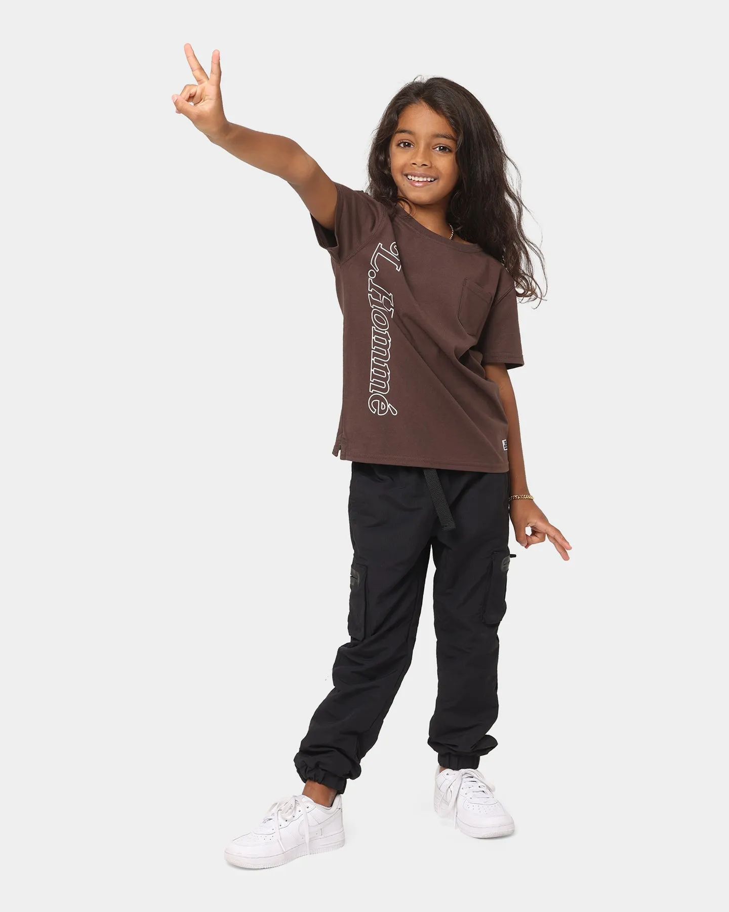 Lil Homme Kid's Volle Pocket Short Sleeve T-Shirt Dark Brown