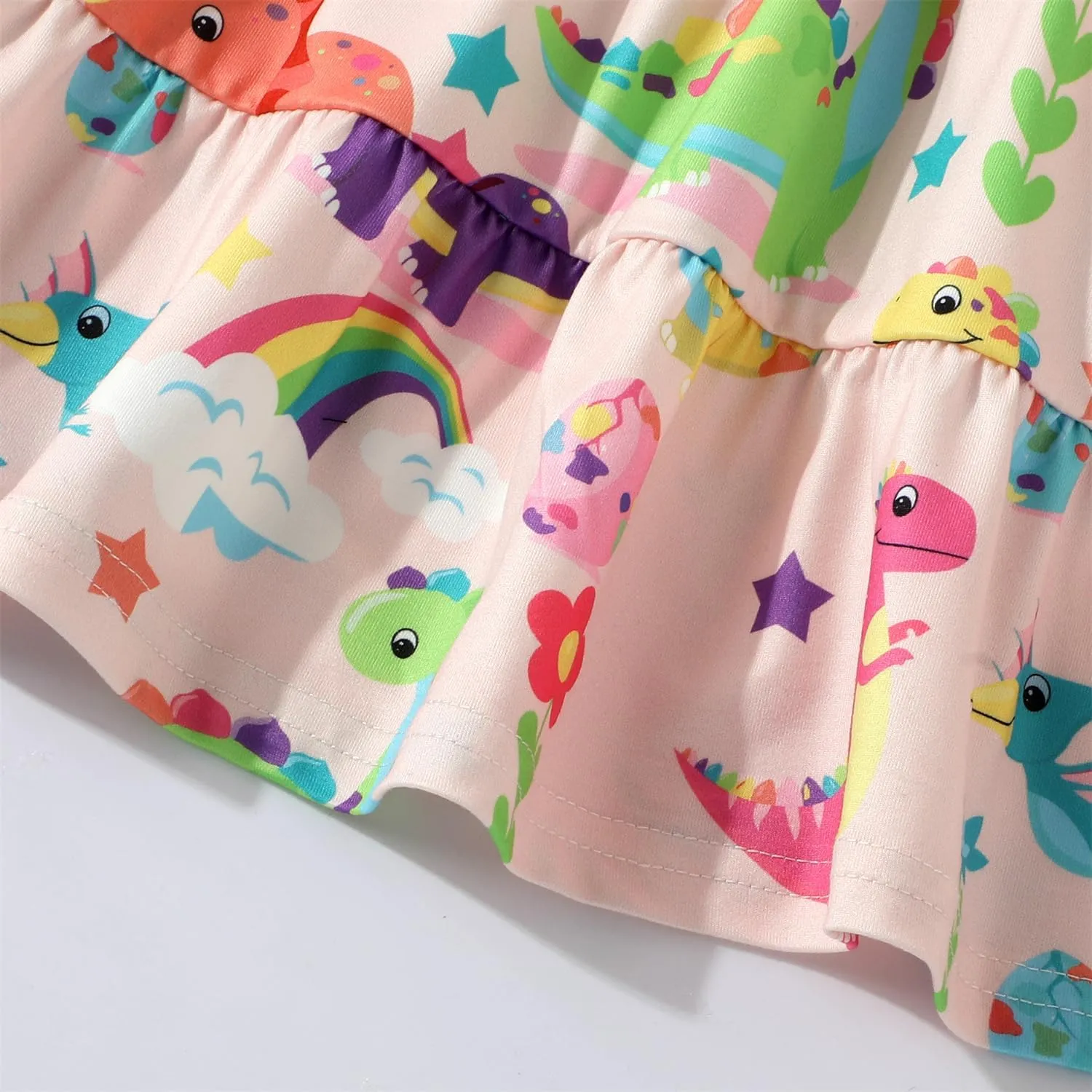 Little Girls Summer Dress - Flutter Sleeve Swing Tiered Sundress Toddler Smocked Dresses Kids Casual Outfits 2T-7T