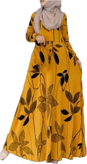 Long Summer Dresses for Women 2024 Floral Print Abayasb Graphic Ladies Midi Plus Size Fit Dressy Floor Length Dress