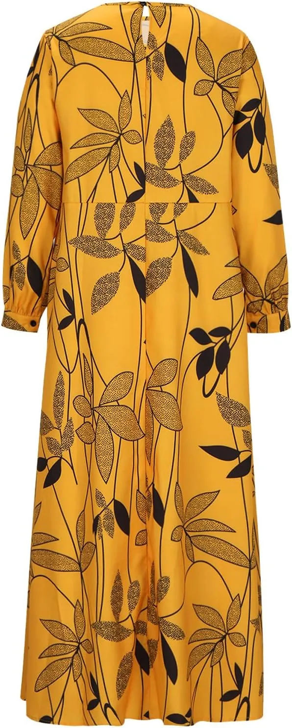 Long Summer Dresses for Women 2024 Floral Print Abayasb Graphic Ladies Midi Plus Size Fit Dressy Floor Length Dress