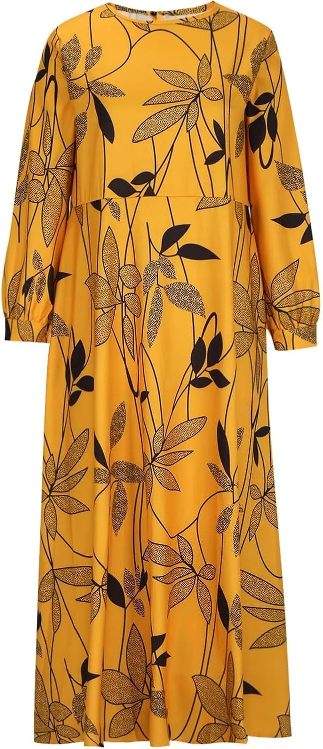 Long Summer Dresses for Women 2024 Floral Print Abayasb Graphic Ladies Midi Plus Size Fit Dressy Floor Length Dress