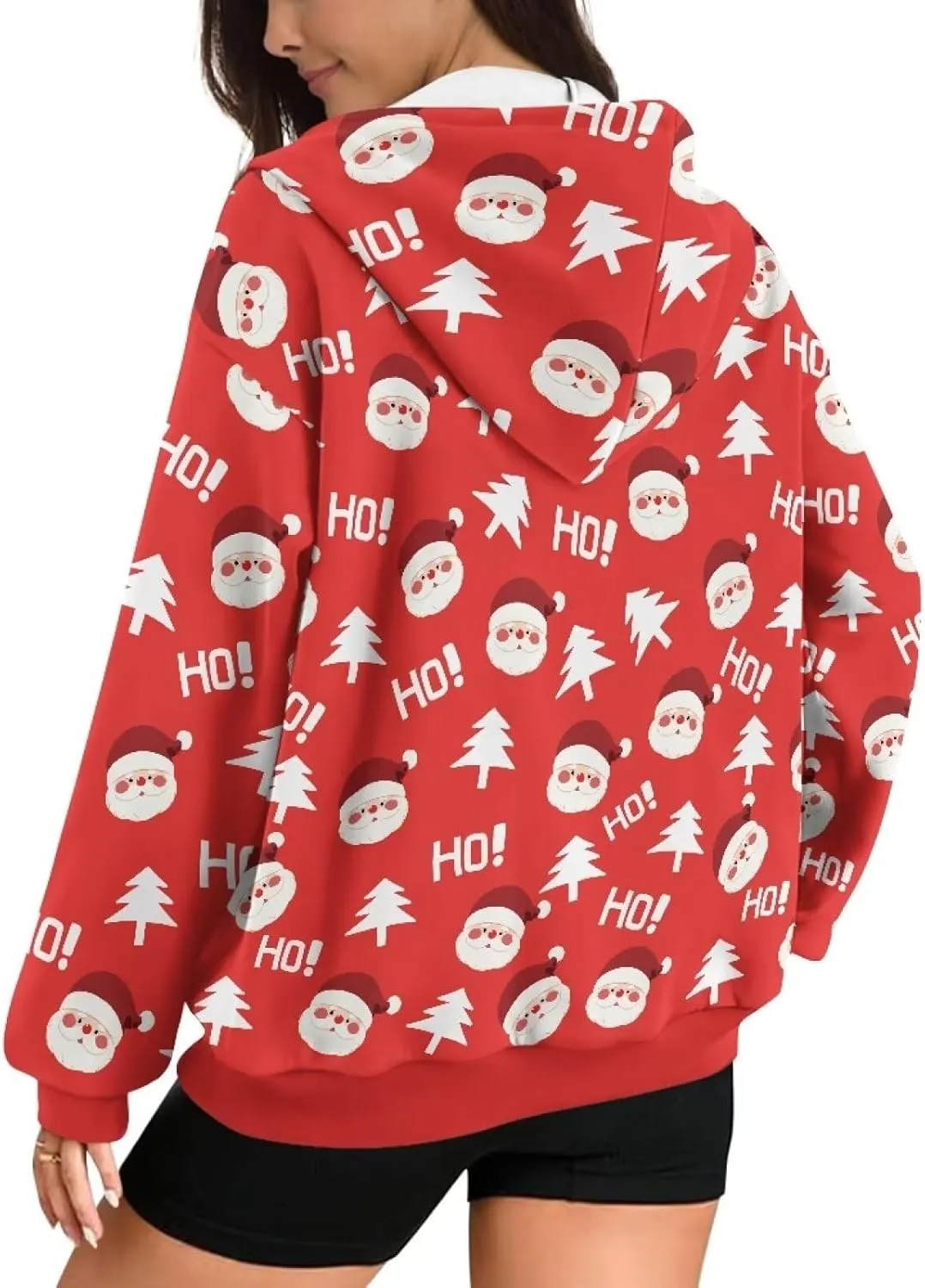 Loose Thin Jacket for Women Long Sleeve Zip Up Hoodies Teen Girls Hooded Sweatshirt Trendy Print Pullover