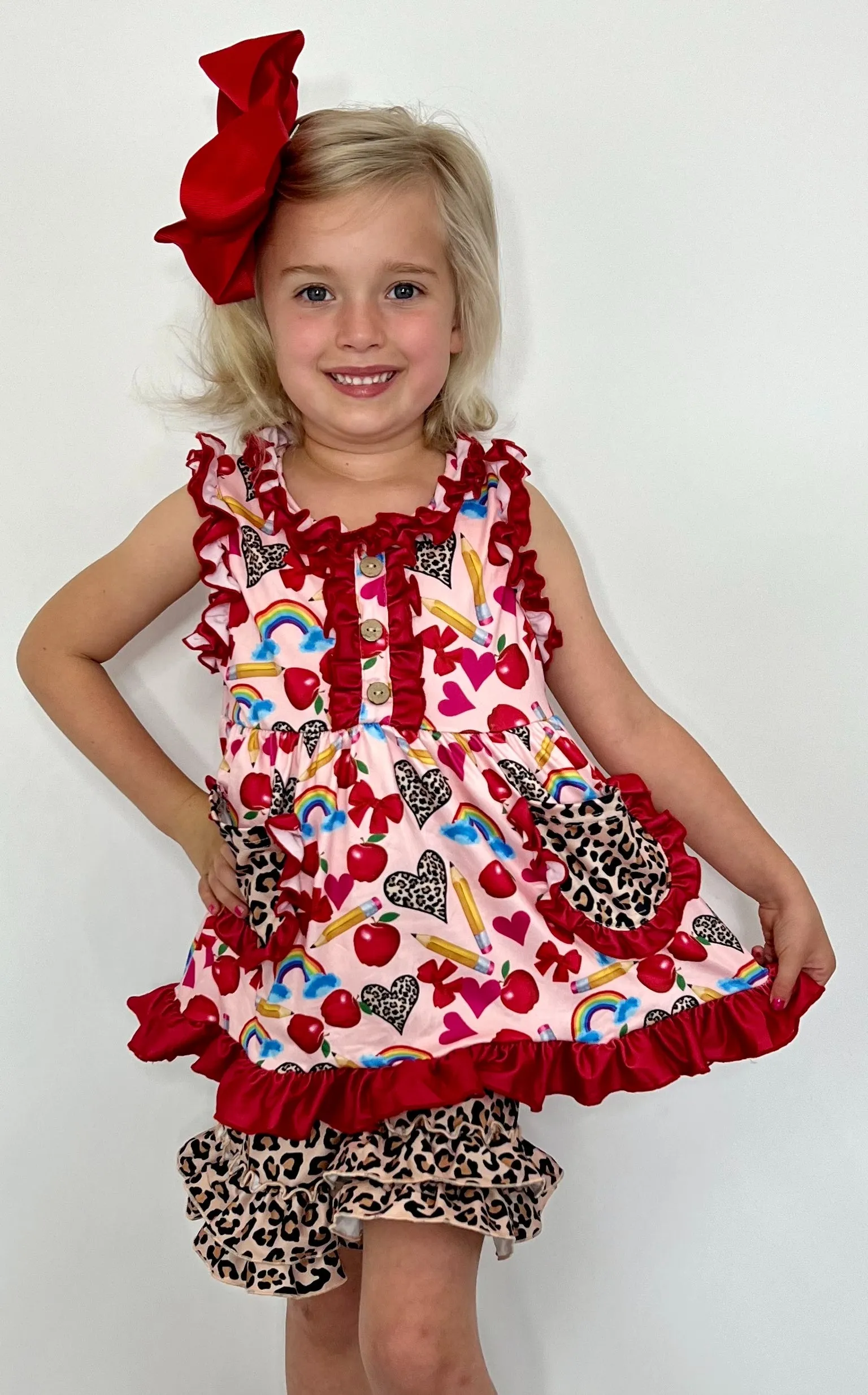 Love and Leopard 2 Piece Ruffled Short Set