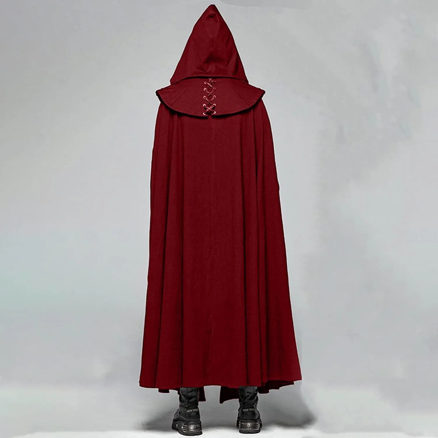 Men Halloween Costumes Adults,Medieval Hooded Gothic Devil Knight Robe Cloak Vampires Cosplay Christmas Cloak S-5XL