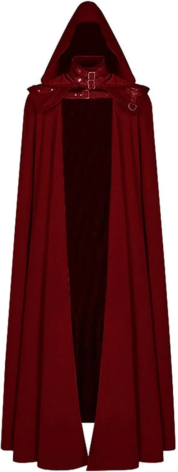 Men Halloween Costumes Adults,Medieval Hooded Gothic Devil Knight Robe Cloak Vampires Cosplay Christmas Cloak S-5XL