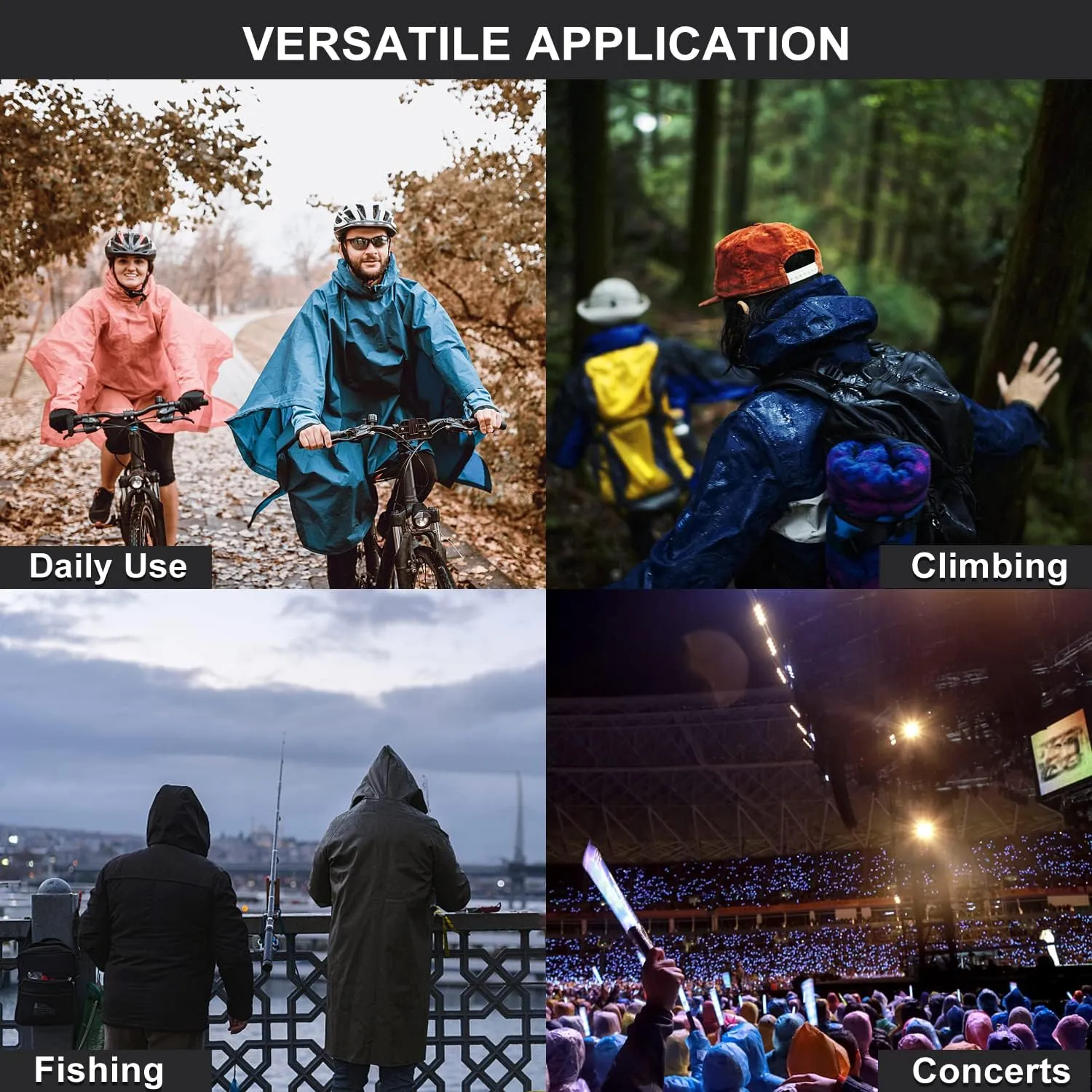 Mens Long Rain Jacket Hooded Rain Poncho Emergency Waterproof Poncho Lightweight Raincoat for Outdoor Activities