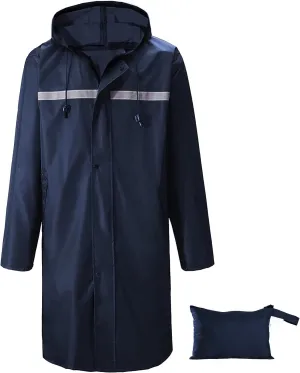 Mens Long Rain Jacket Hooded Rain Poncho Emergency Waterproof Poncho Lightweight Raincoat for Outdoor Activities