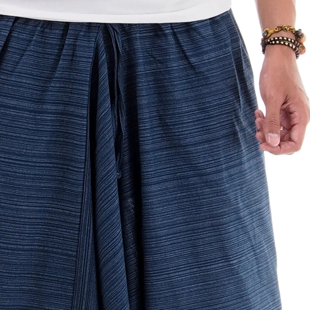 Men's Pinstripe Drop Crotch Harem Pants Deep Sea Blue