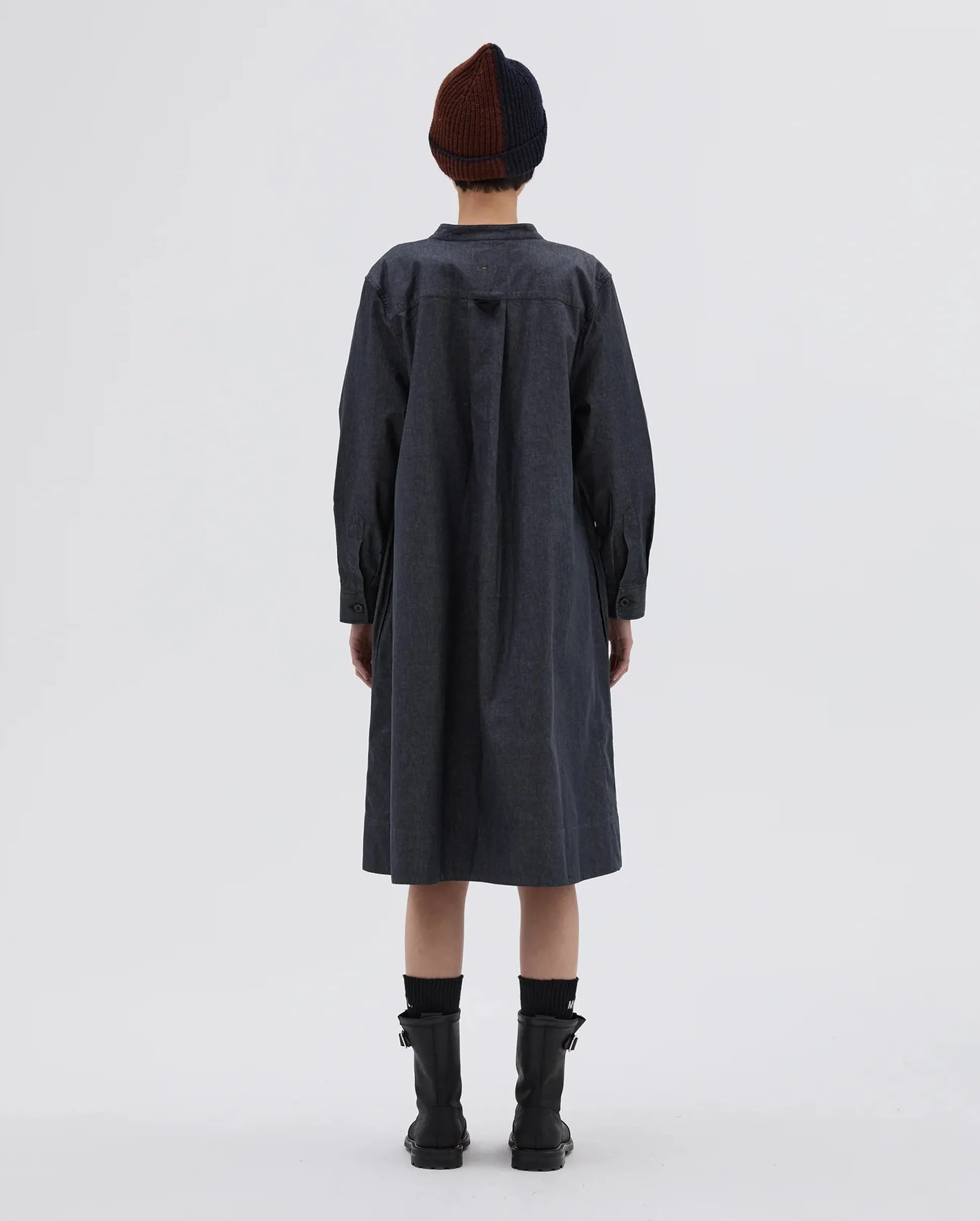 MHL COLLARLESS SWING DRESS / CHARCOAL