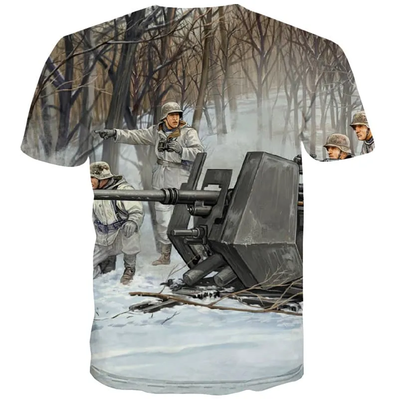 Military T-shirt Men War Tshirt Printed Snow Tshirt Anime Metal Tshirts Novelty Forest Shirt Print