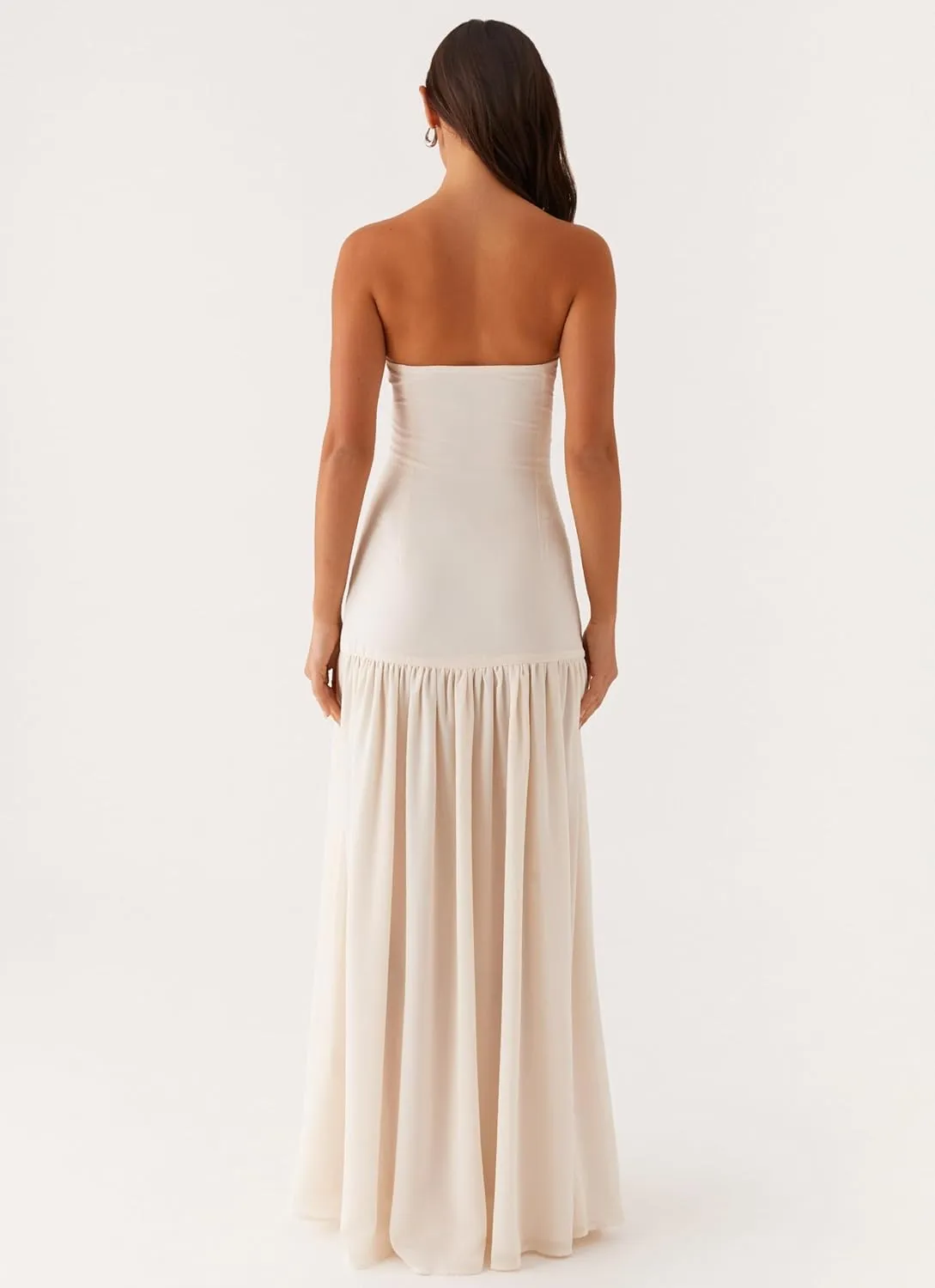 NUFIWI Women Y2k Strapless Maxi Dress Drop Waist Tube Top Dresses High Slit Off Shoulder Sleeveless Flowy Long Dress