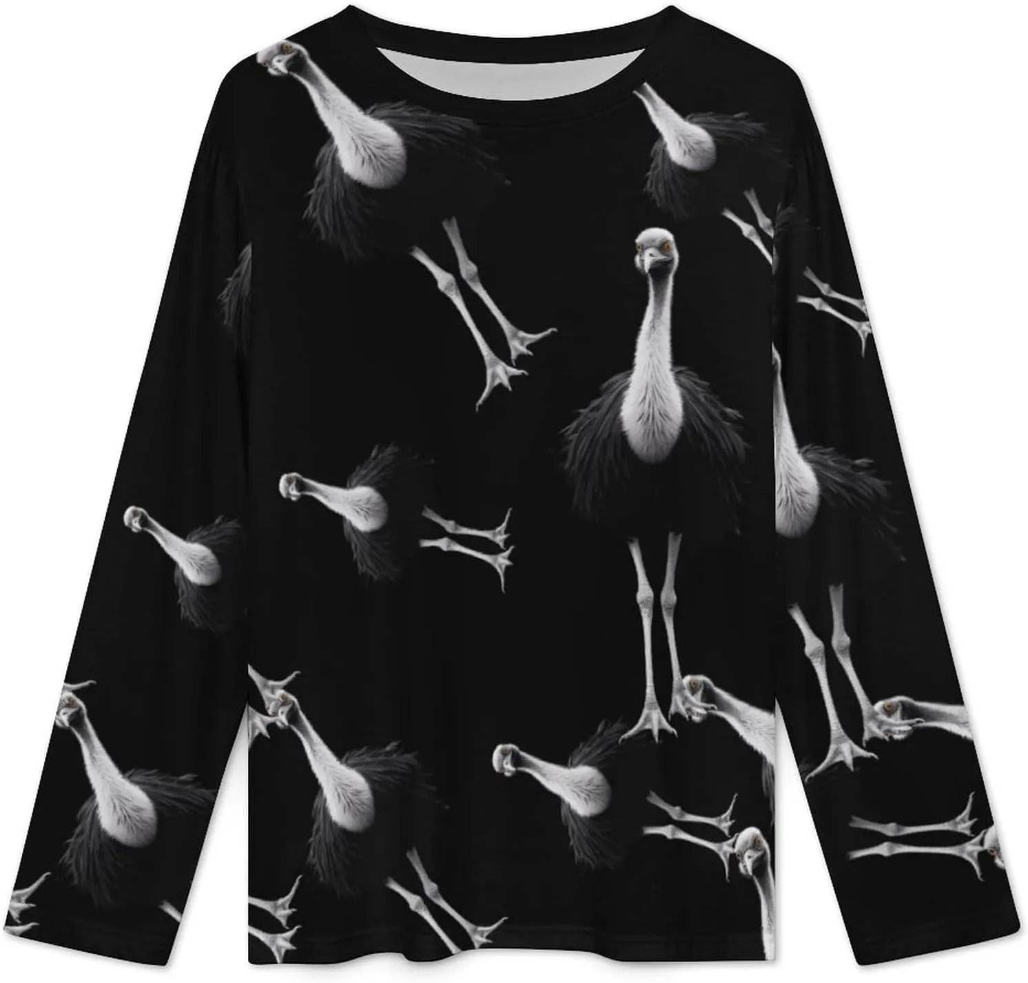 Ostrich Women's Pajama Set Long Sleeve Pj Sets Casual Two Piece Loungewear Soft Sleepwear