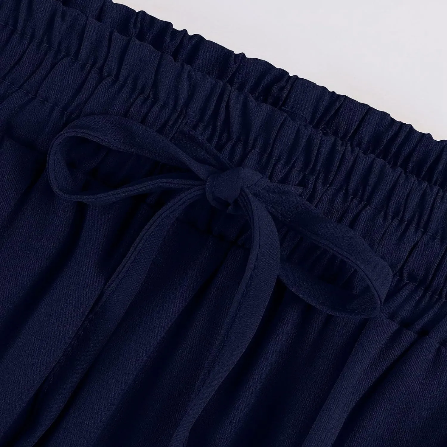 Pleated Long Skirts for Women Summer Casual Elastic High Waisted Skirts A-Line Flowy Swing Maxi Skirt with Pockets