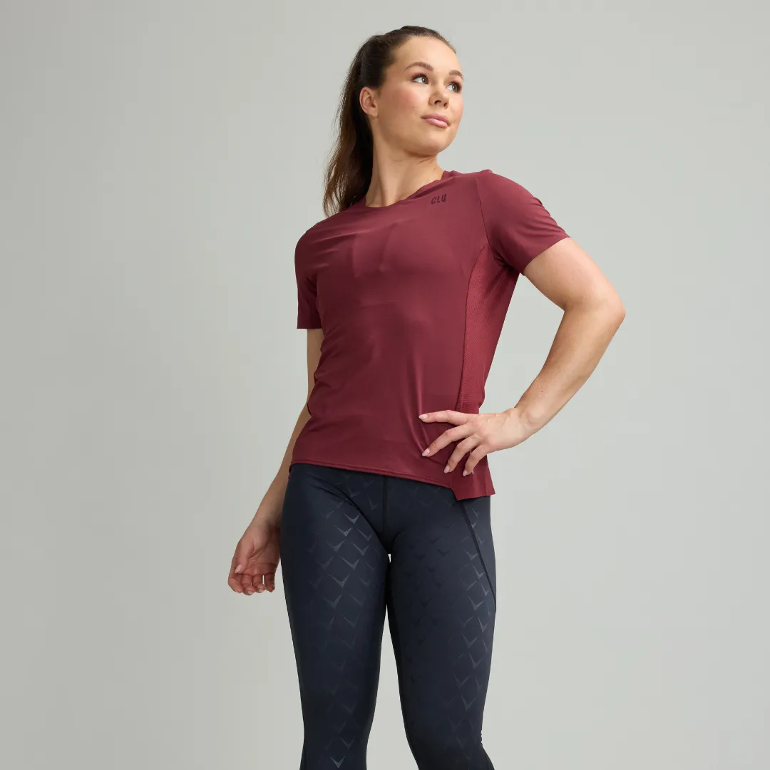 Power mesh panel tee - Oxblood