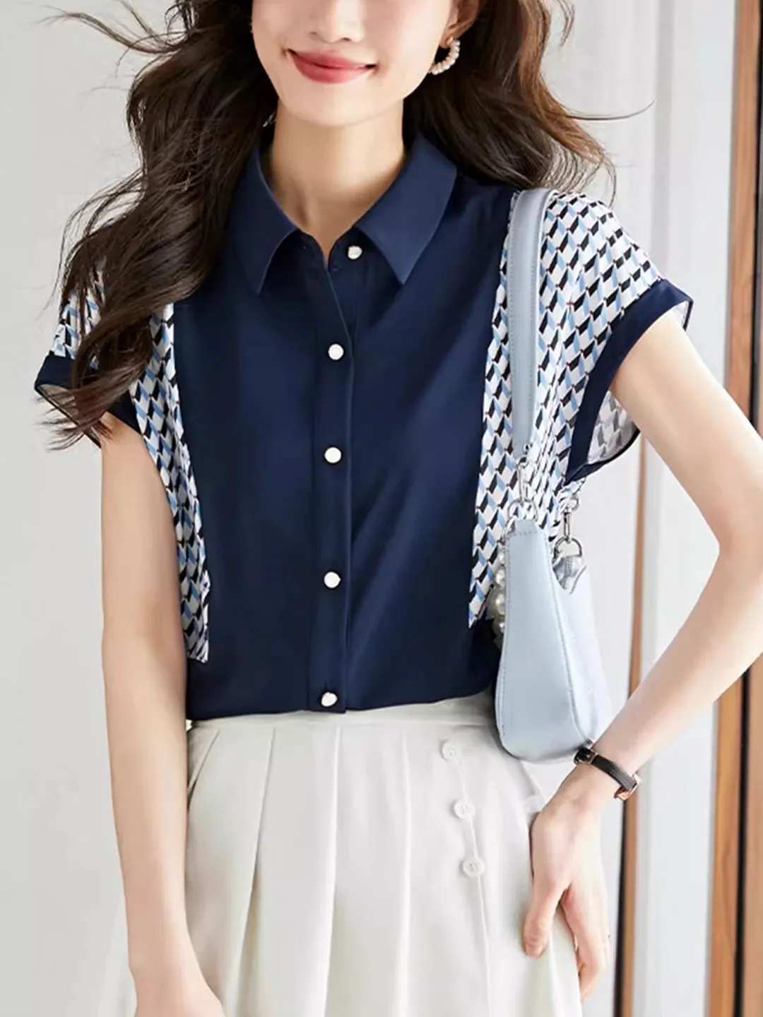 Raya Classic Polo Patchwork Printed Top