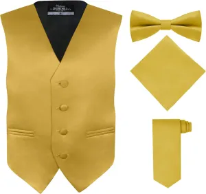 S.H. Churchill & Co. Boy's 4 Piece Vest Set, with Bow Tie, Neck Tie & Pocket Hankie