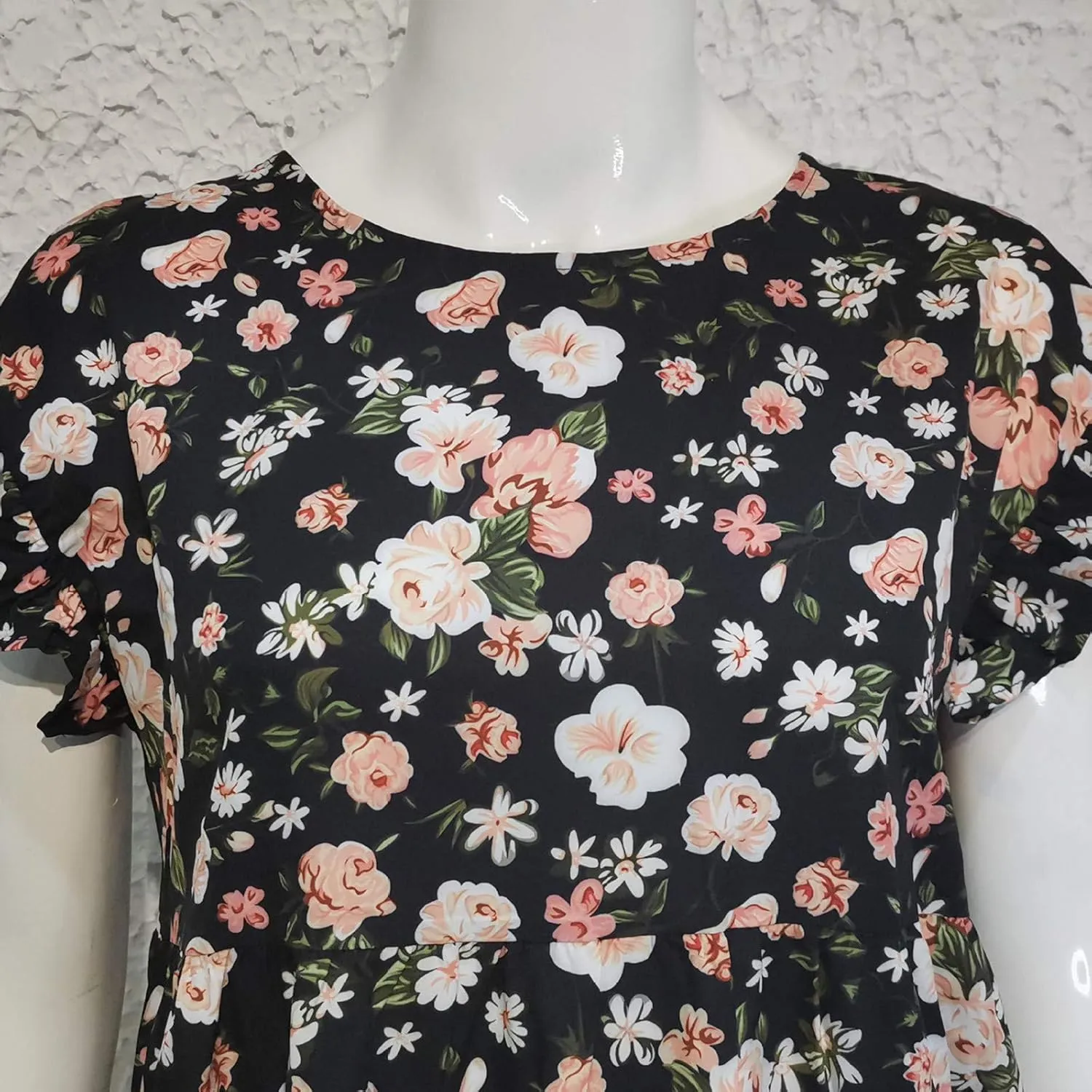 Short Sleeve Summer Dresses for Women 2025 Vacation Beach Floral Ruffles Boho Sundresses Loose Fit Crewneck Mini Dress