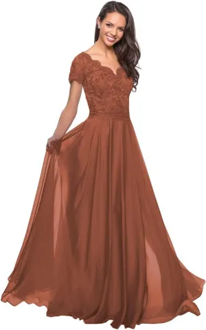 Short Sleeves Mother of The Bride Dresses V-Neck Laces Formal Evening Gowns for Women A-line Mother of The Groom Dress