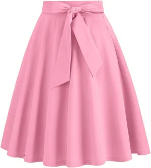 Skirts for Women Knee Length Summer Vacation Comfy Pleated a Line Skirts High Waisted Swing Skater Skirt