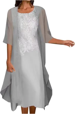 Summer Women Two Piece Maxi Dress Casual Loose Floral Print Cami Dresses with Cardigan Loose Dress for Wedding Guest