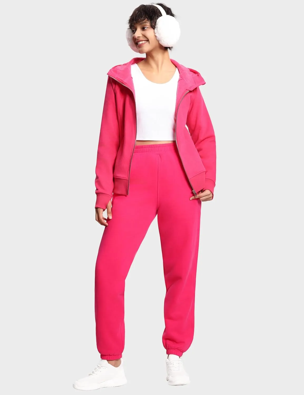 THE GYM PEOPLE Women's Fleece Sweatpants Warm Workout Joggers Pants with Pockets