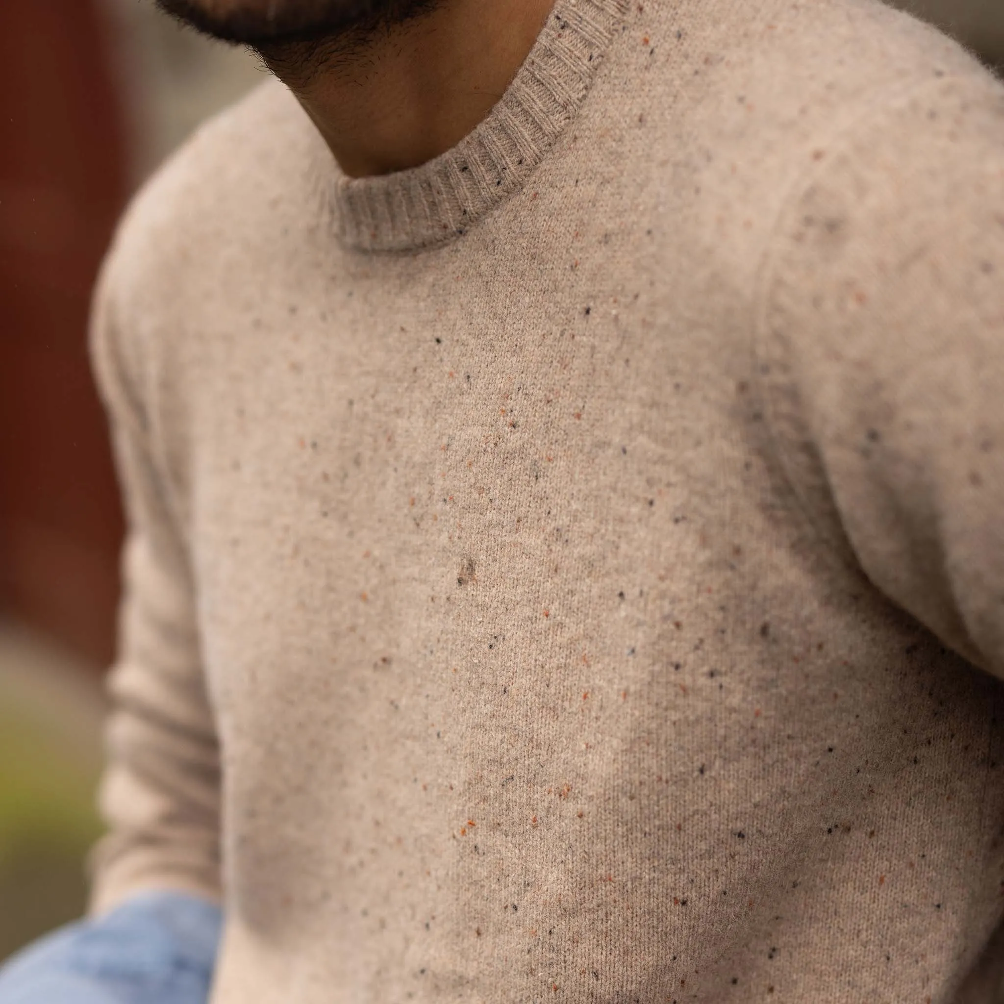The Lodge Sweater in Sand Donegal