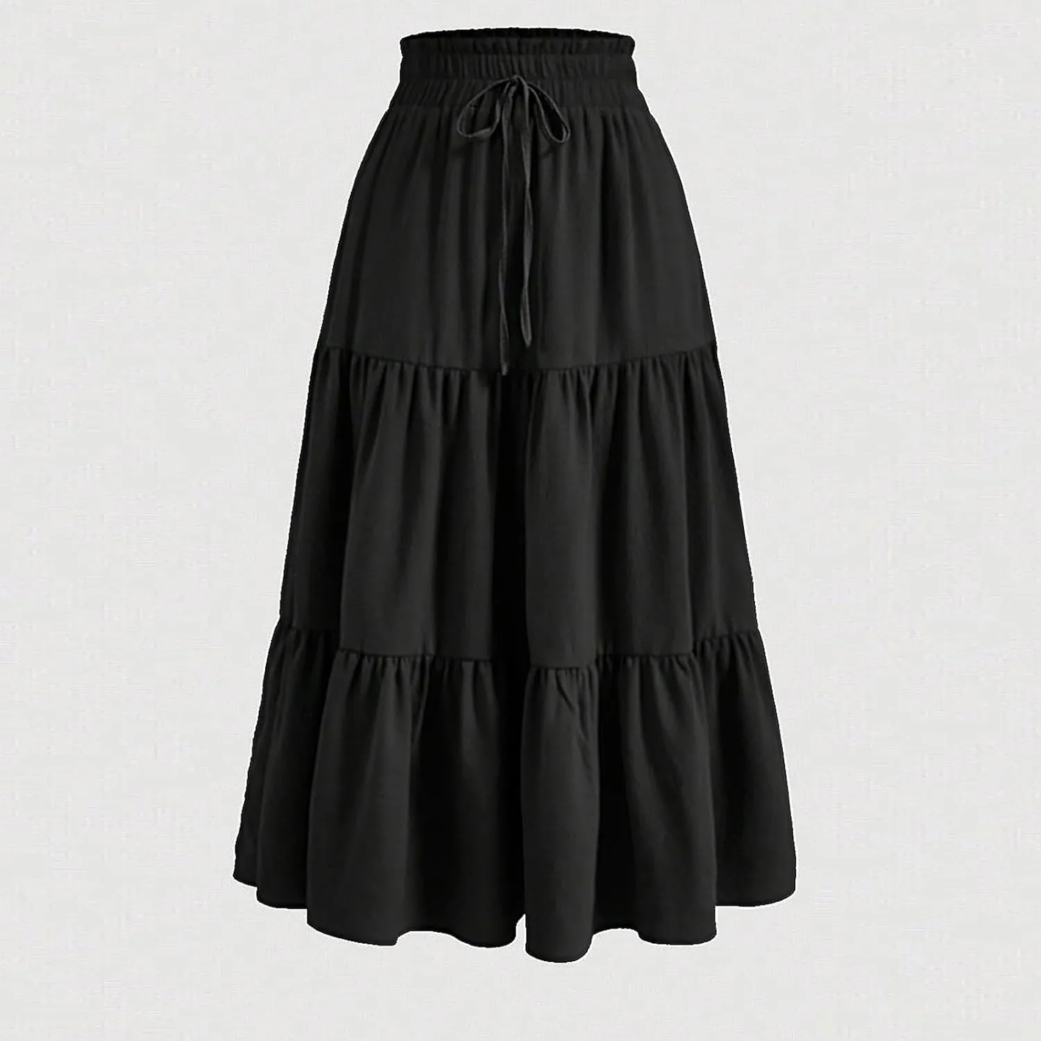 Tiered Maxi Skirts for Women Comfy Long Skorts Elastic High Waisted Ruffle Hem Flowy Swing Summer Cover Ups