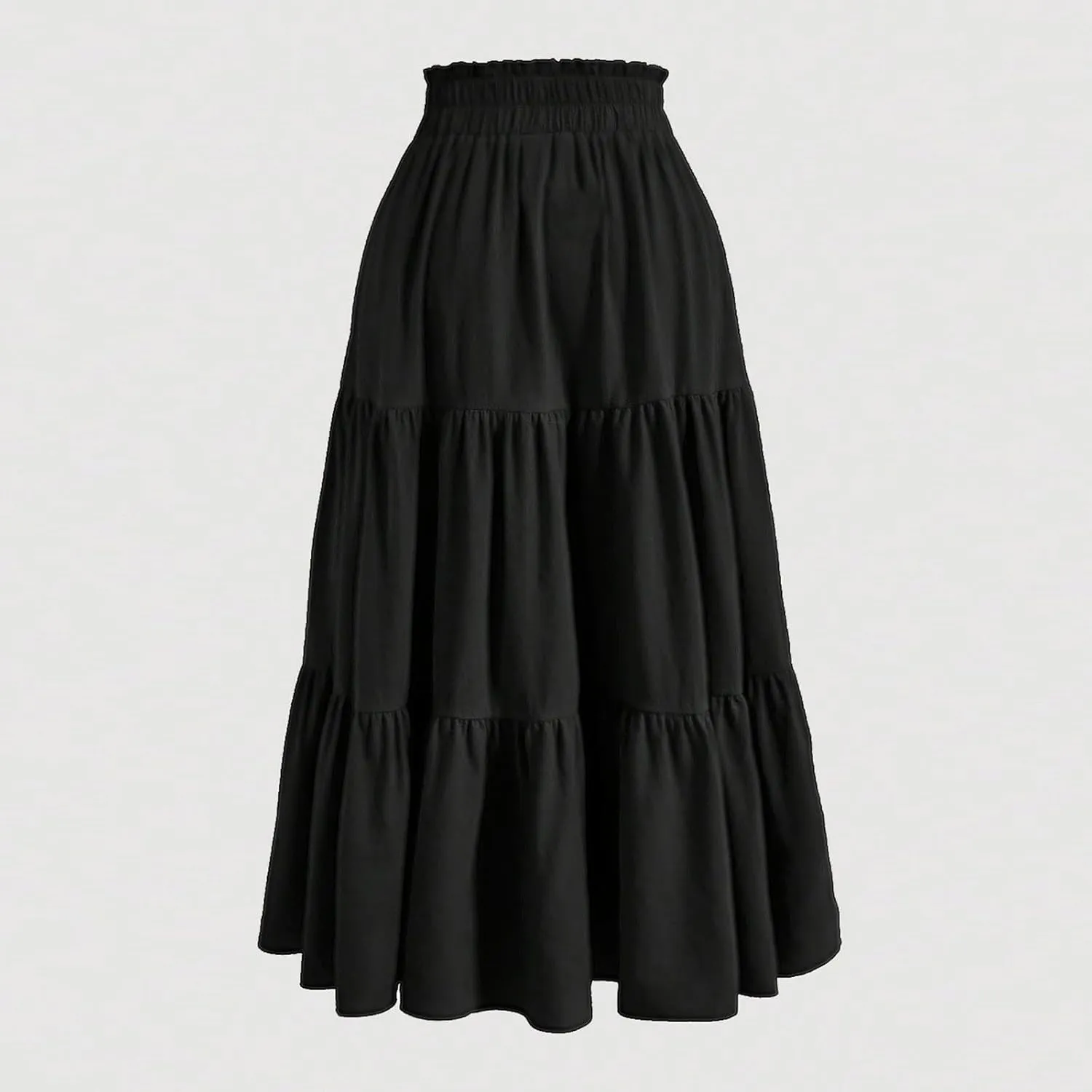 Tiered Maxi Skirts for Women Comfy Long Skorts Elastic High Waisted Ruffle Hem Flowy Swing Summer Cover Ups