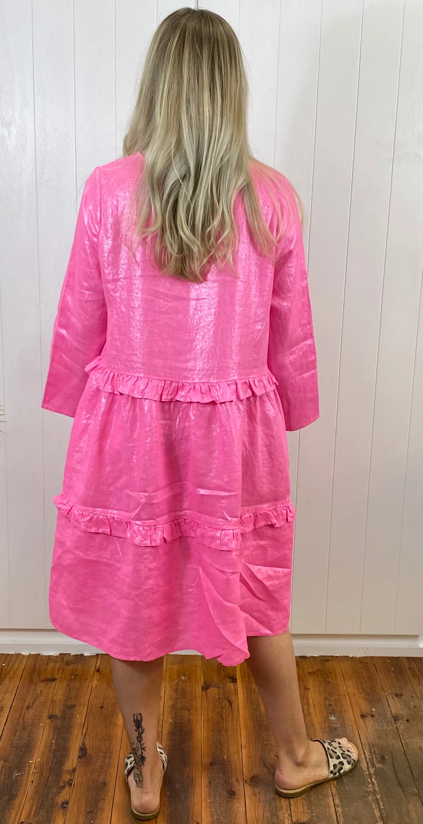 Toffee Dress- Flamingo Lurex
