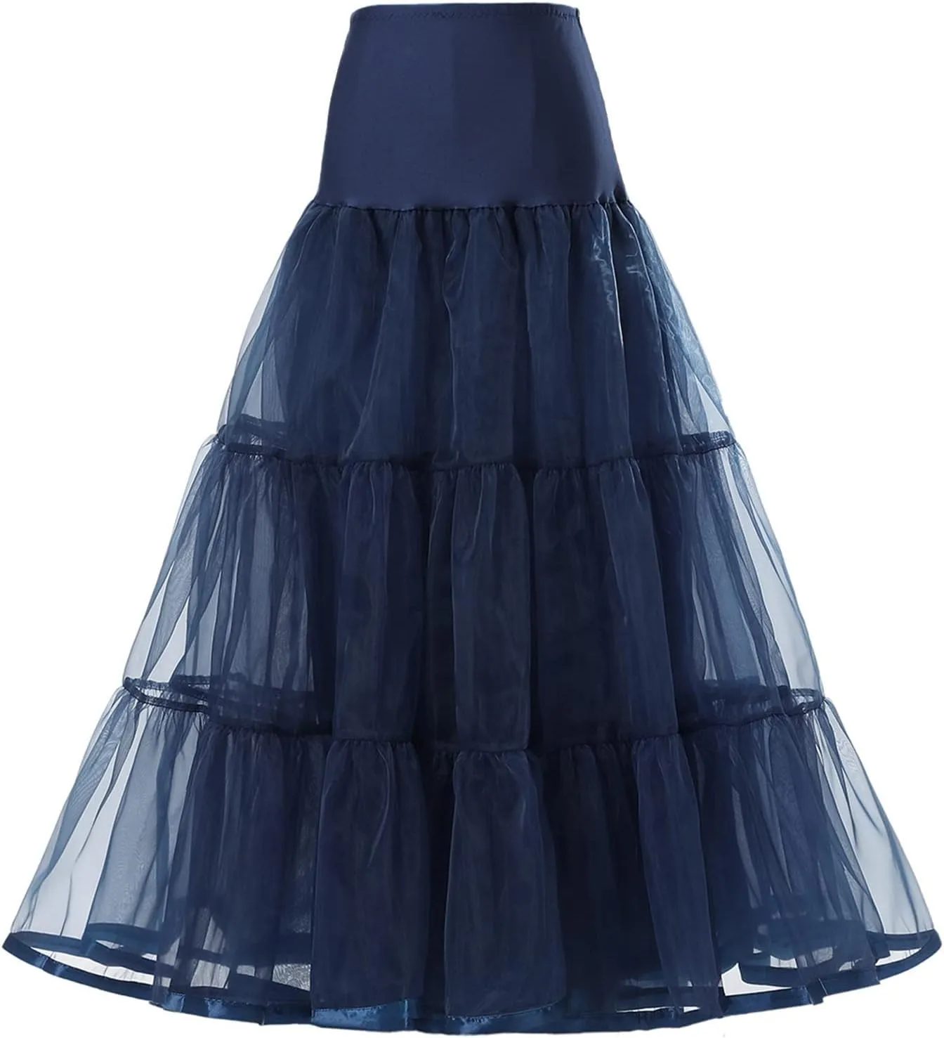 Tulle Skirts for Women Double-Layered Tutu Elastic Waist Floral Print Mesh High Low Asymmetrical A-Line Midi Skirt
