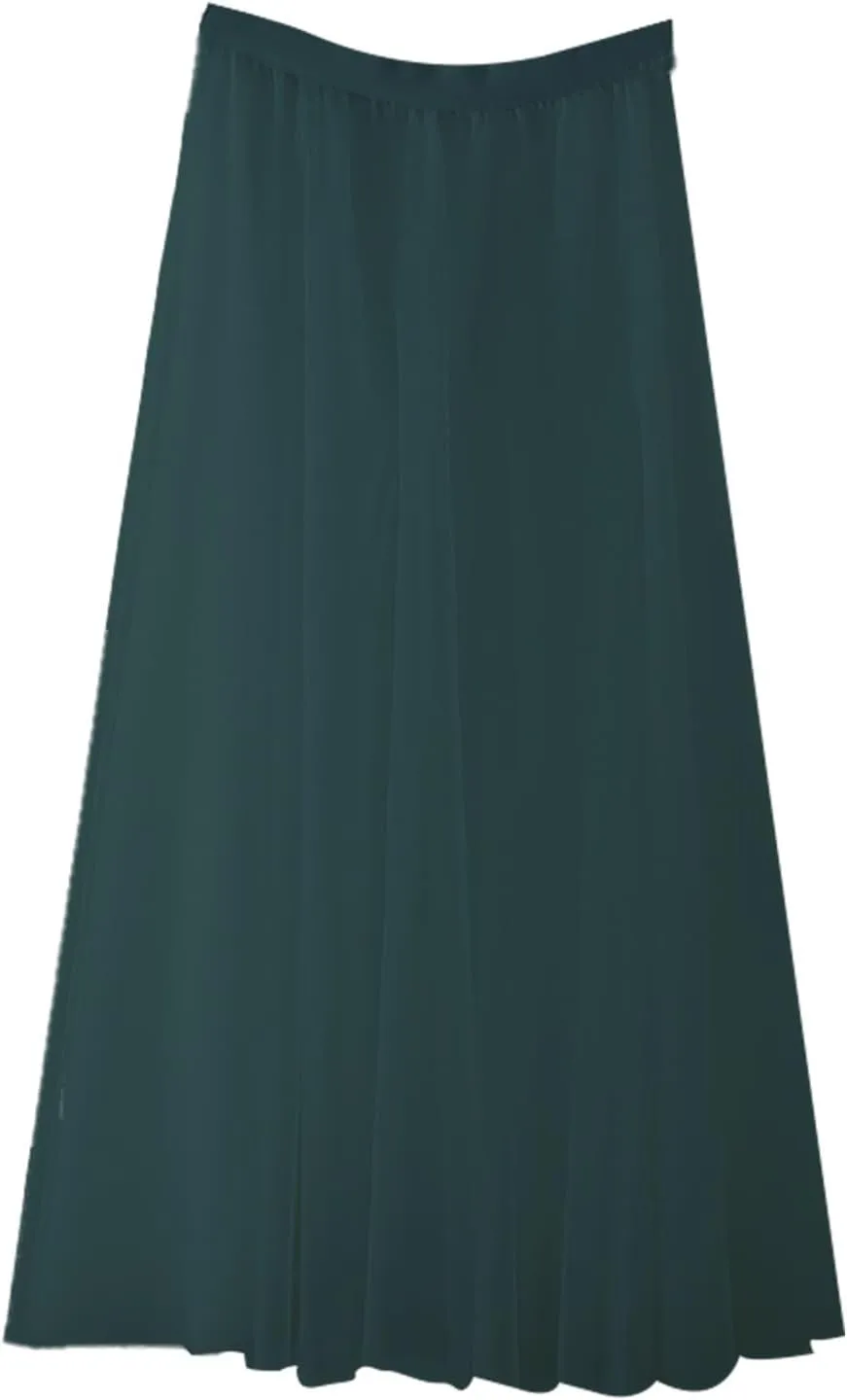 Tulle Skirts for Women Long Flowy Midi Length Elastic High Waist Pleated Mesh Skirt A-Line Party Tulle Dress Womens Skirt