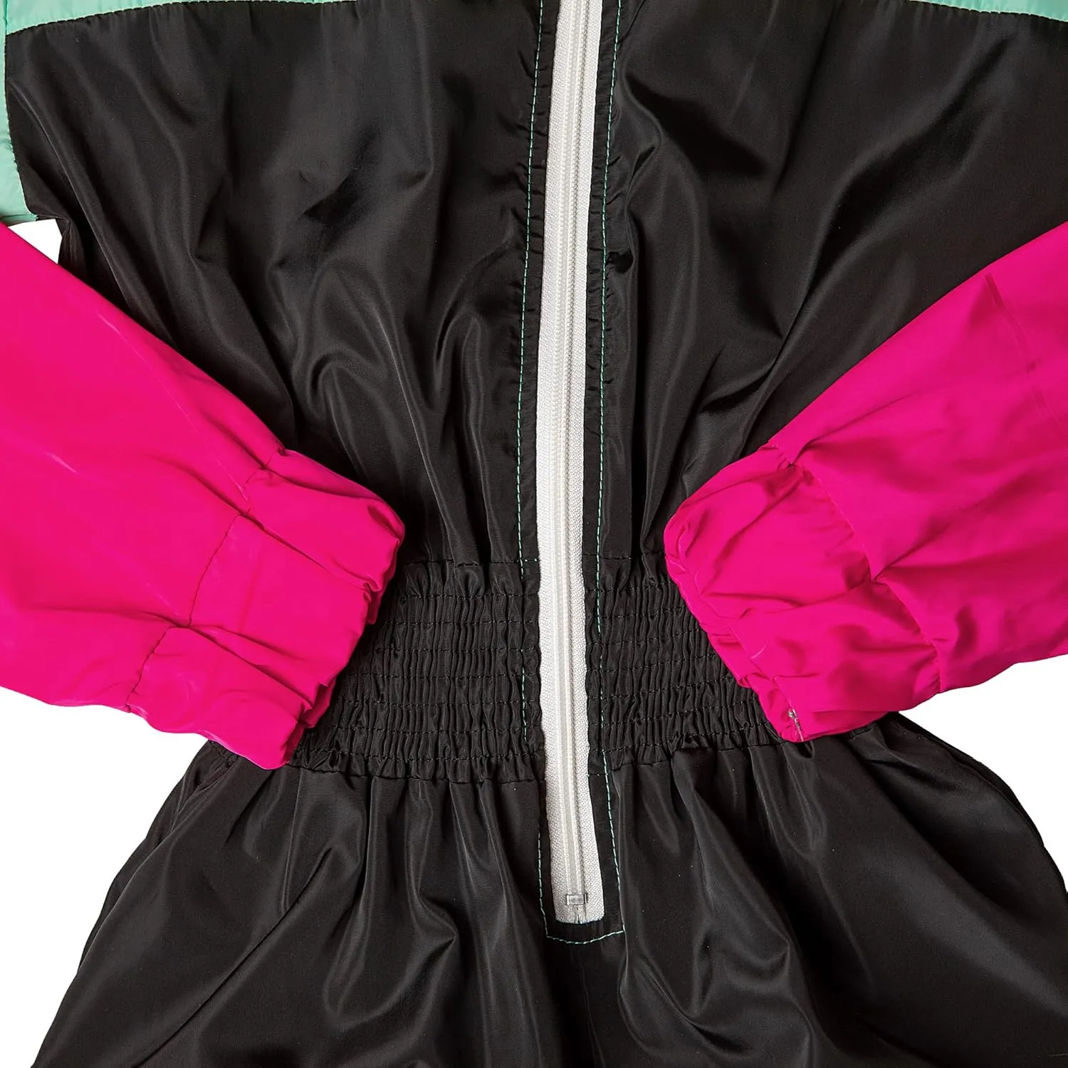 VOIKERDR Women Colorblock One Piece Outfits Set High Waist Pants Long Sleeve Zipper Front Windbreaker Jumpsuit