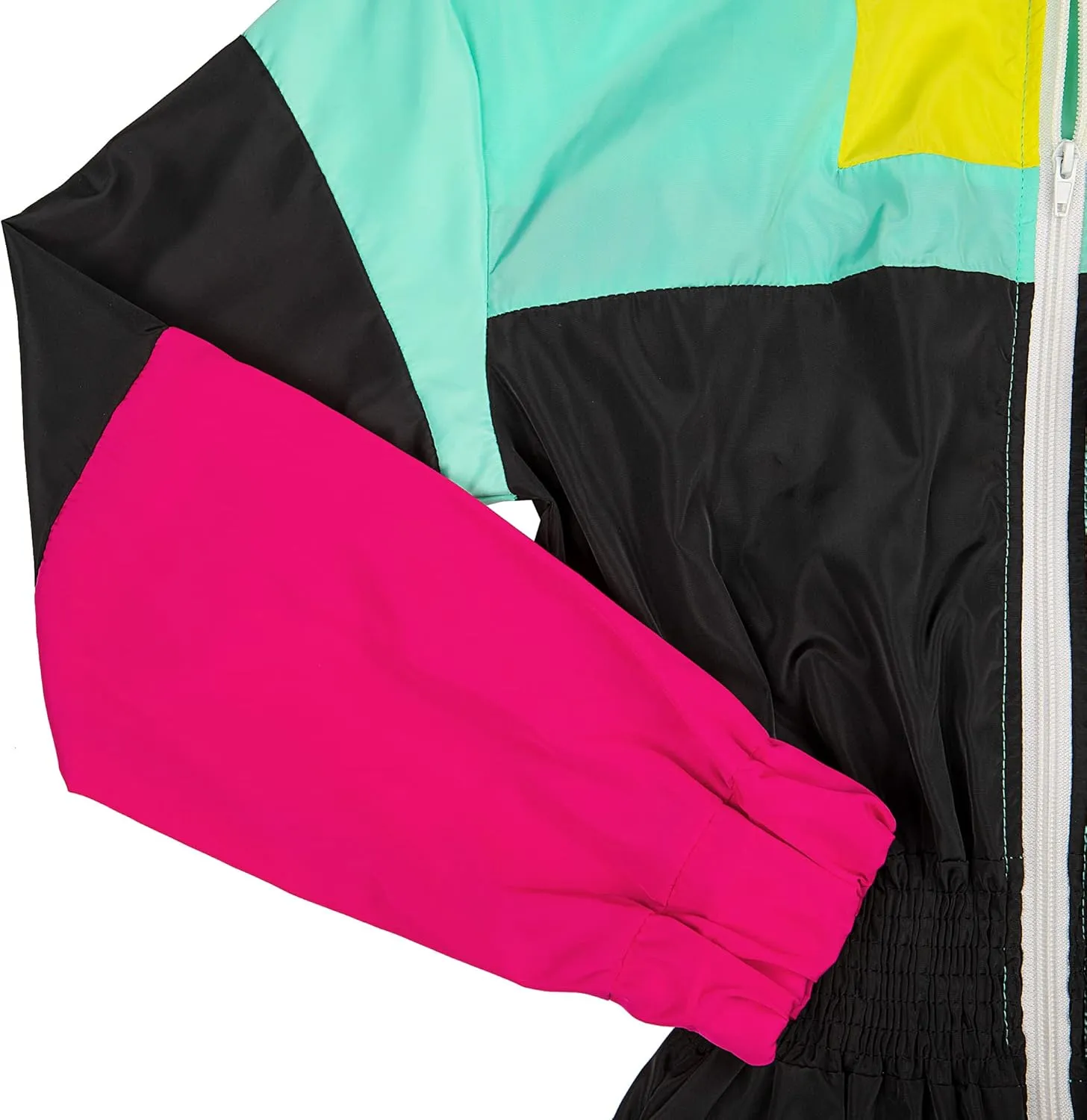 VOIKERDR Women Colorblock One Piece Outfits Set High Waist Pants Long Sleeve Zipper Front Windbreaker Jumpsuit
