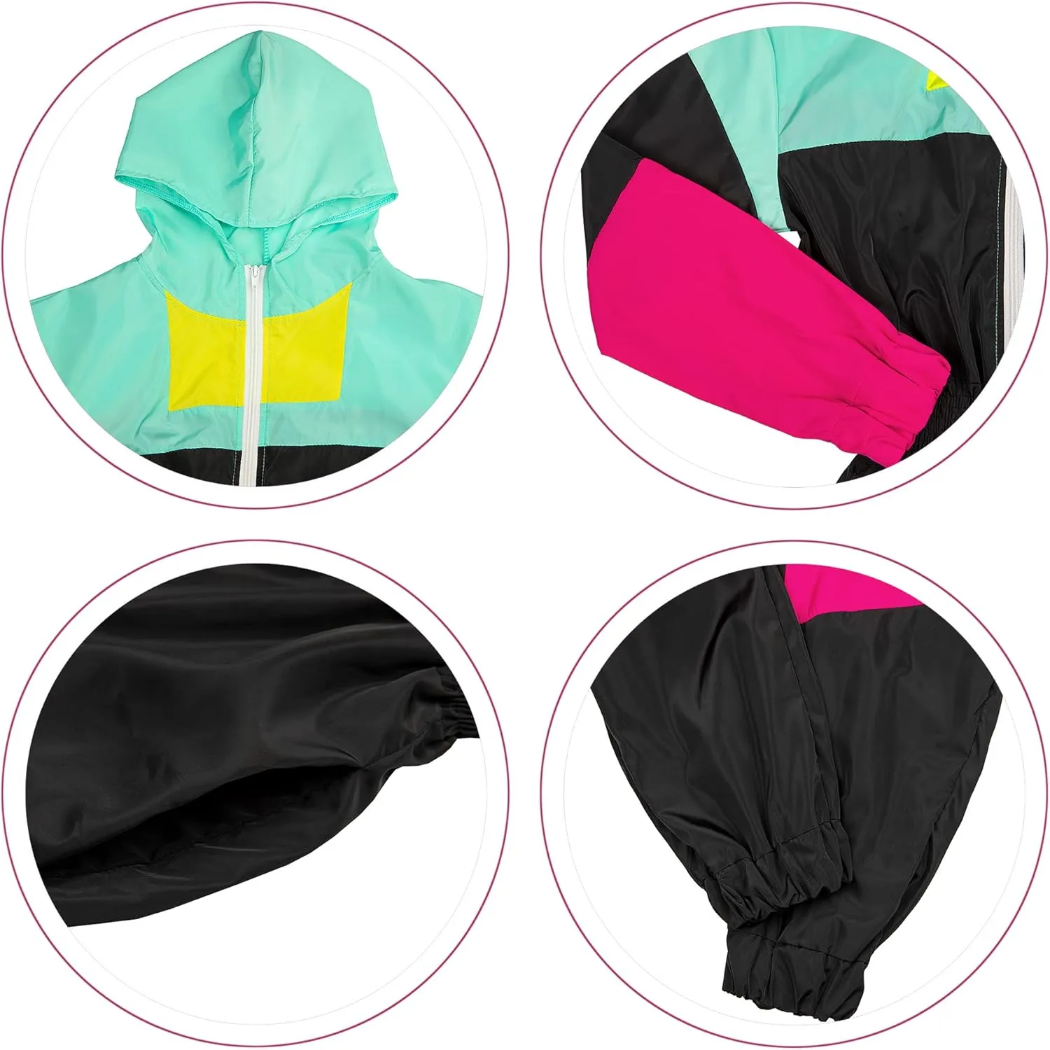 VOIKERDR Women Colorblock One Piece Outfits Set High Waist Pants Long Sleeve Zipper Front Windbreaker Jumpsuit