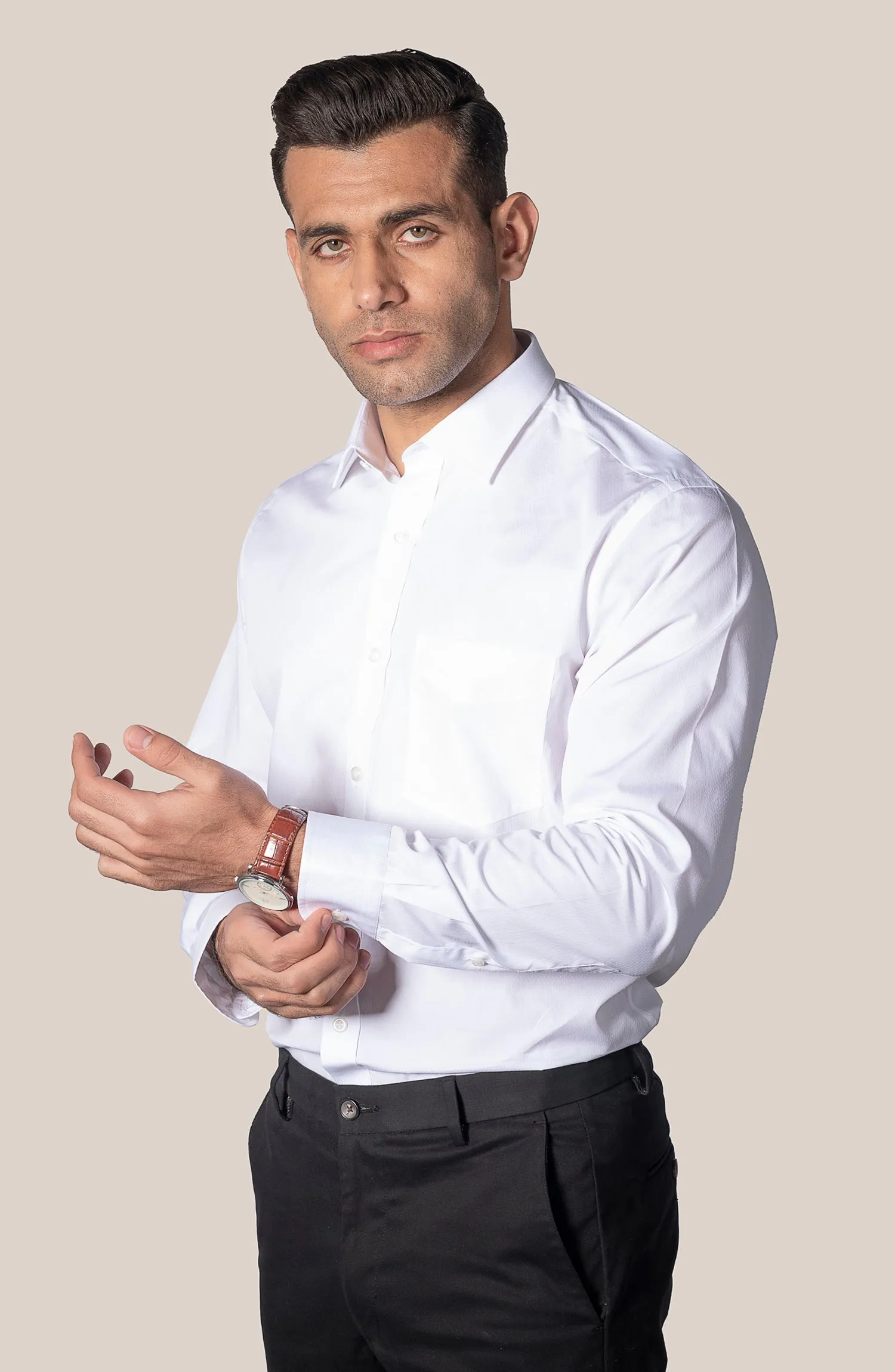 White Dotted Dobby Shirt