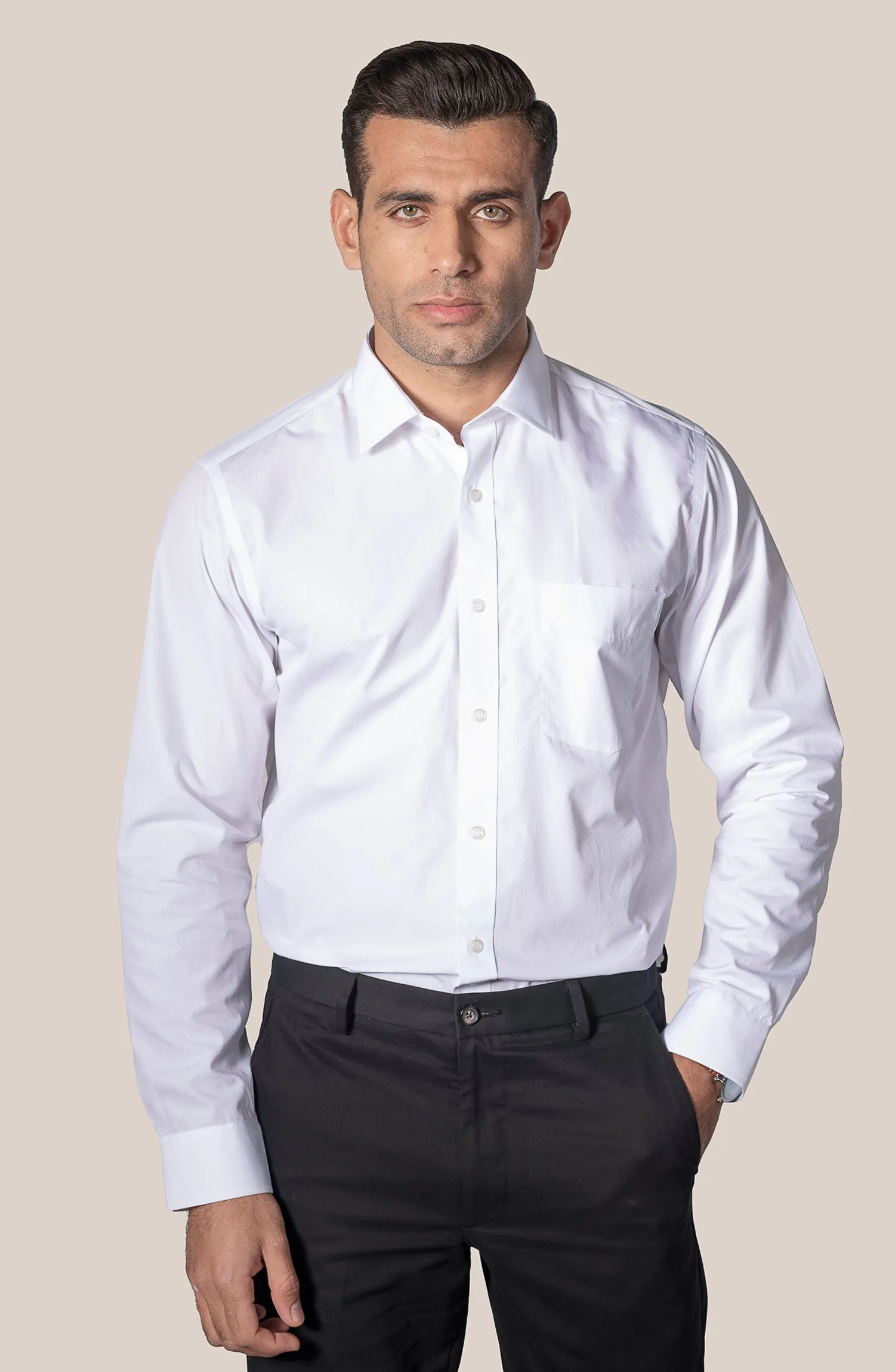 White Dotted Dobby Shirt