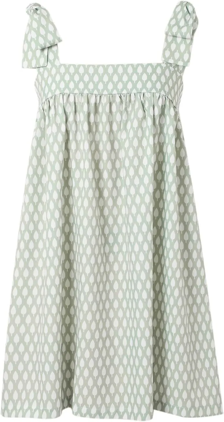Women Floral Tie Shoulder Mini Dress Cute Square Neck Loose Fit Beach Short Dress Backless Boho Summer Vocation Sundress