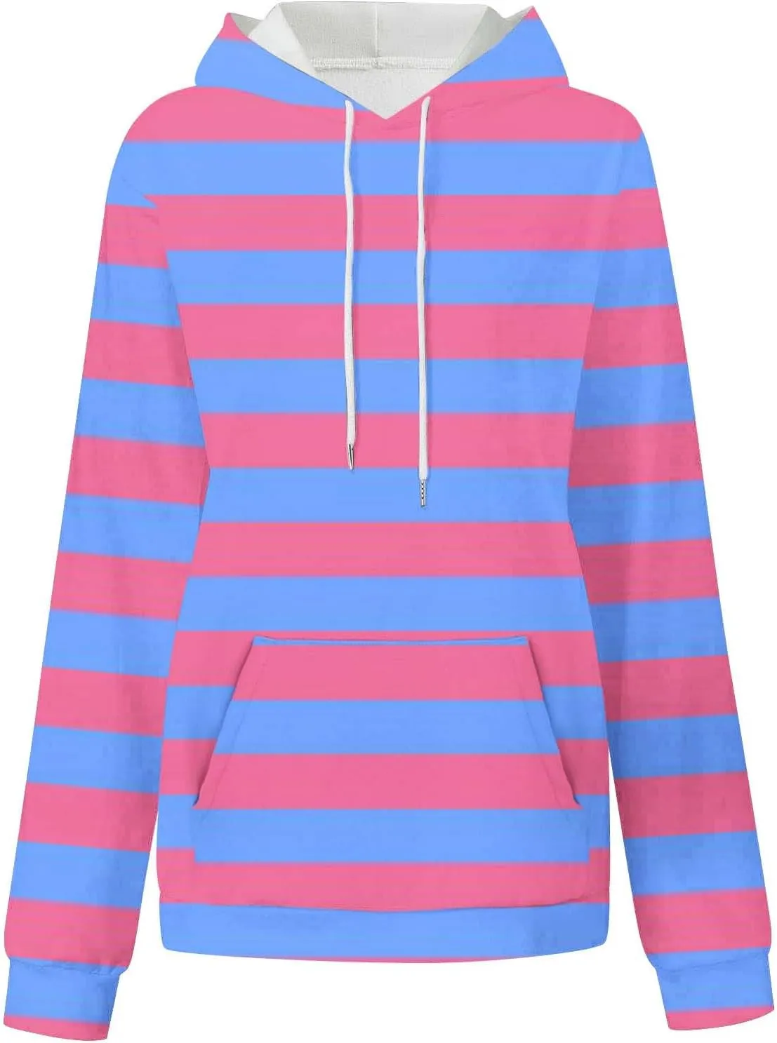 Women Oversized Stripe Sweatshirts Long Sleeve Drawstring Hoodies Trendy Fall Tops with Hood Fall Fashion Clothes