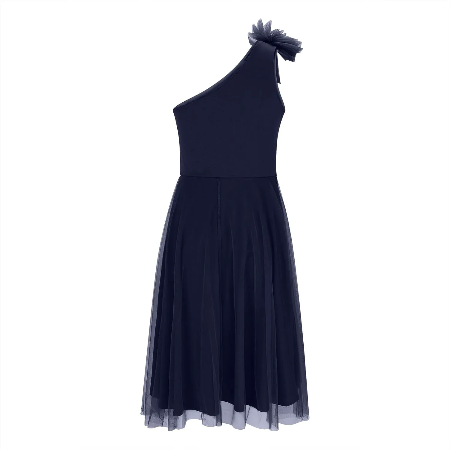 Women's 2025 Bohemian Summer Lace Mesh Solid One Shoulder Sleeveless Smocked Ruffle Tiered Beach Long Midi Dresses