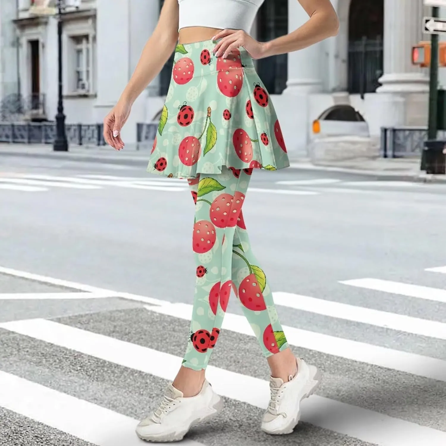 Women's Athletic Skirt with Leggings High Waisted Skort with Leggings Modest Leggings Attached Skirts Tennis Pants
