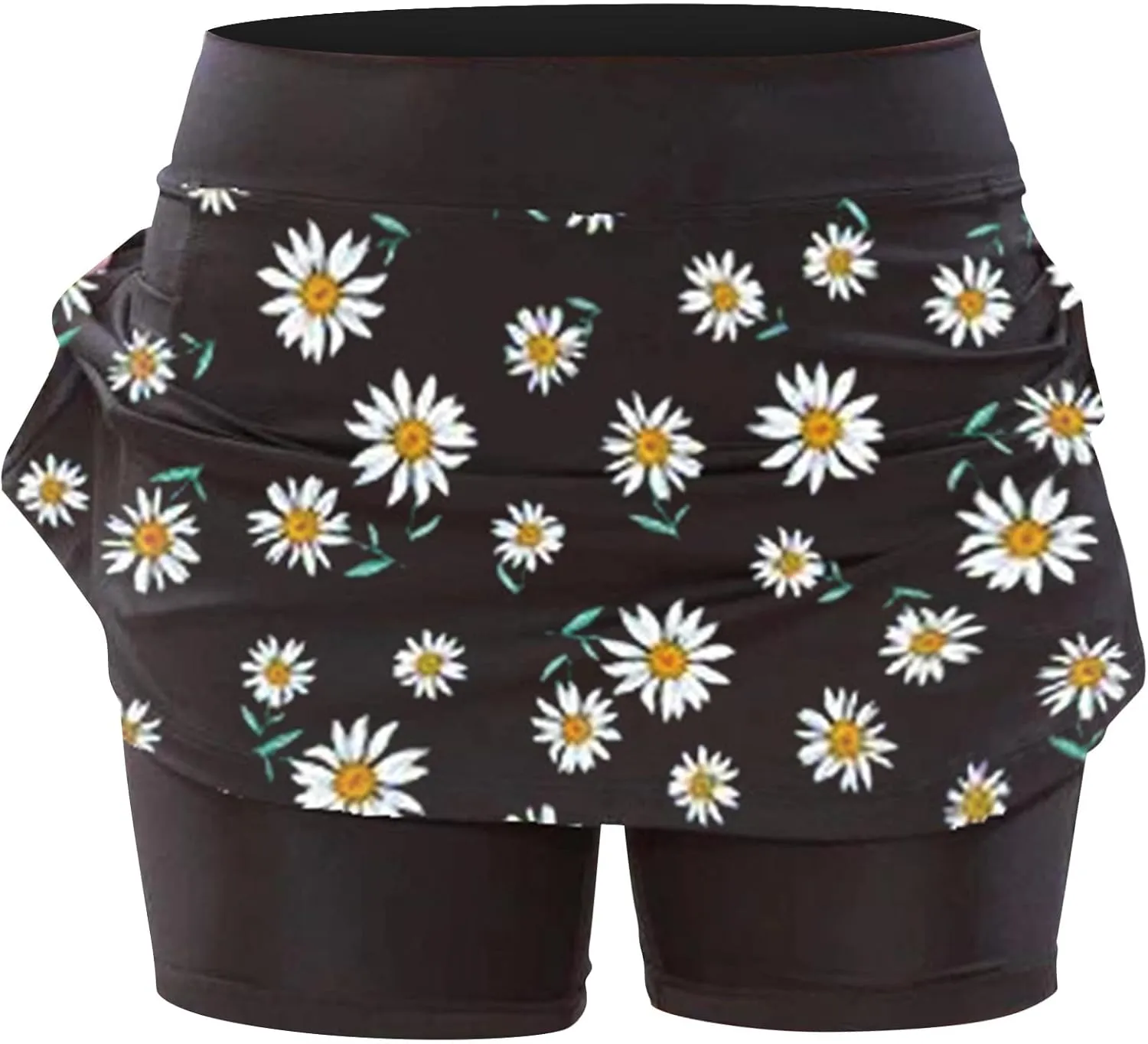Women's Athletic Skorts Floral Printed Stretch Tummy Control Tight Tennis Skirts 2 in 1 Golf Gym Running Yoga Summer Shorts