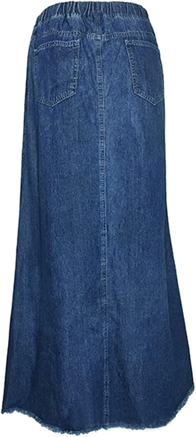 Women's Casual High Waist Denim Skirt Slim Fit A Line Jean Maxi Skirt Plus Size Sexy Mini Skirt