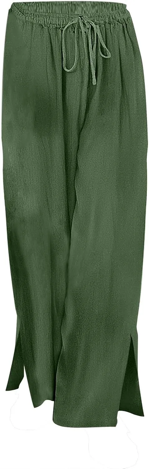 Womens Plaid Pants Casual Drawstring Pants Casua Lightweight Loose Trousers Linen Capris for Women Lightweight