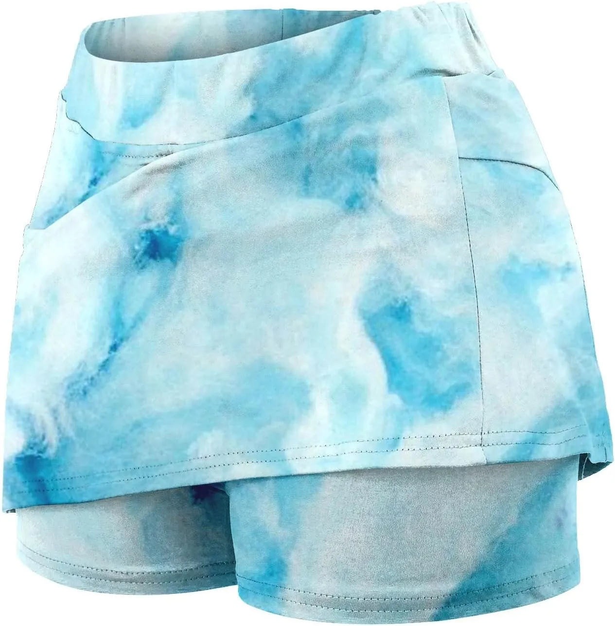 Women's Plus Size Tennis Skirts Tie-Dye Printed Skinny Workout Skorts High Waist Runnning Casual Athletic Shorts Underneath