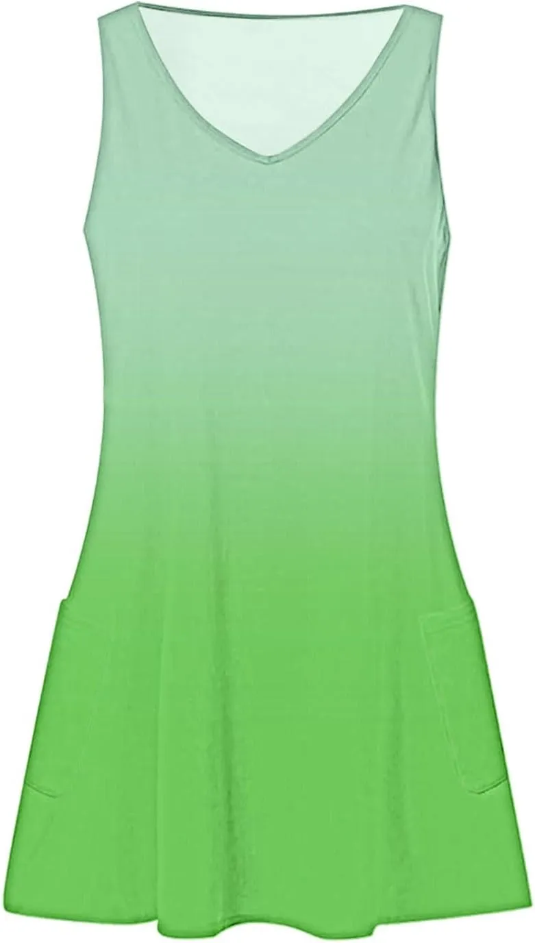Women's Summer Dresses 2025 Beach Casual Sleeveless Floral Print Boho Tank Dress V Neck Ruffle Dresses