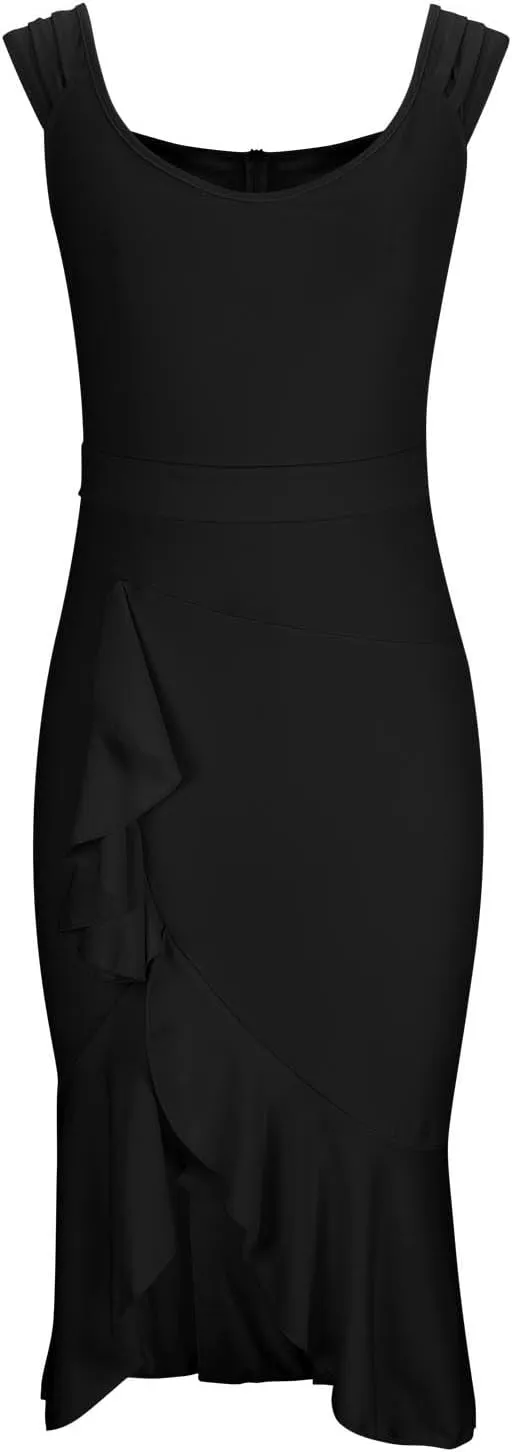Womens V-Neck Midi Dress Solid Color Elegant Off Shoulder Blouson Dress Ruffle Sheath Dress Sexy Party Prom Dress
