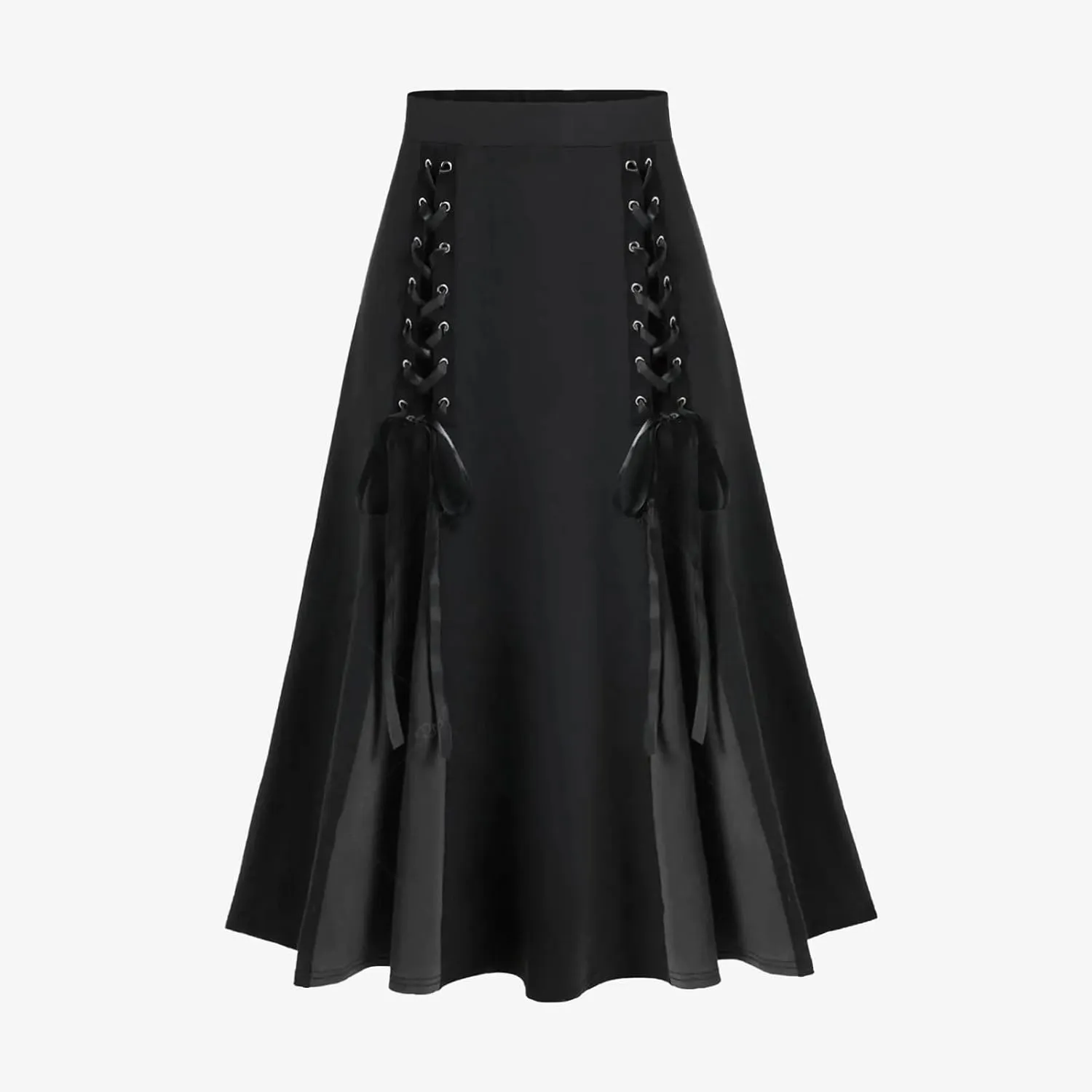 Women's Vintage Gothic Court Lace Up Patchwork Skirt Steampunk Medieval Renaissance Victorian A-Line Pirate Skirts